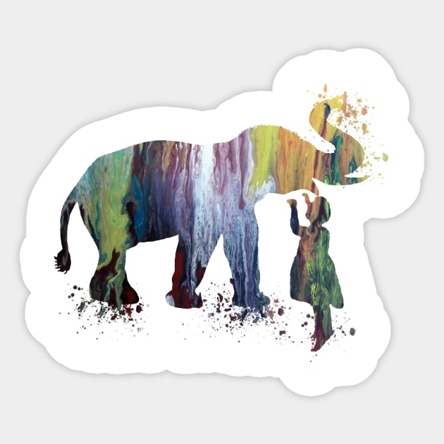 Elephant and child Sticker by TheJollyMarten